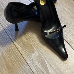 Versace Black Heels with High Stiletto and Ankle Strap